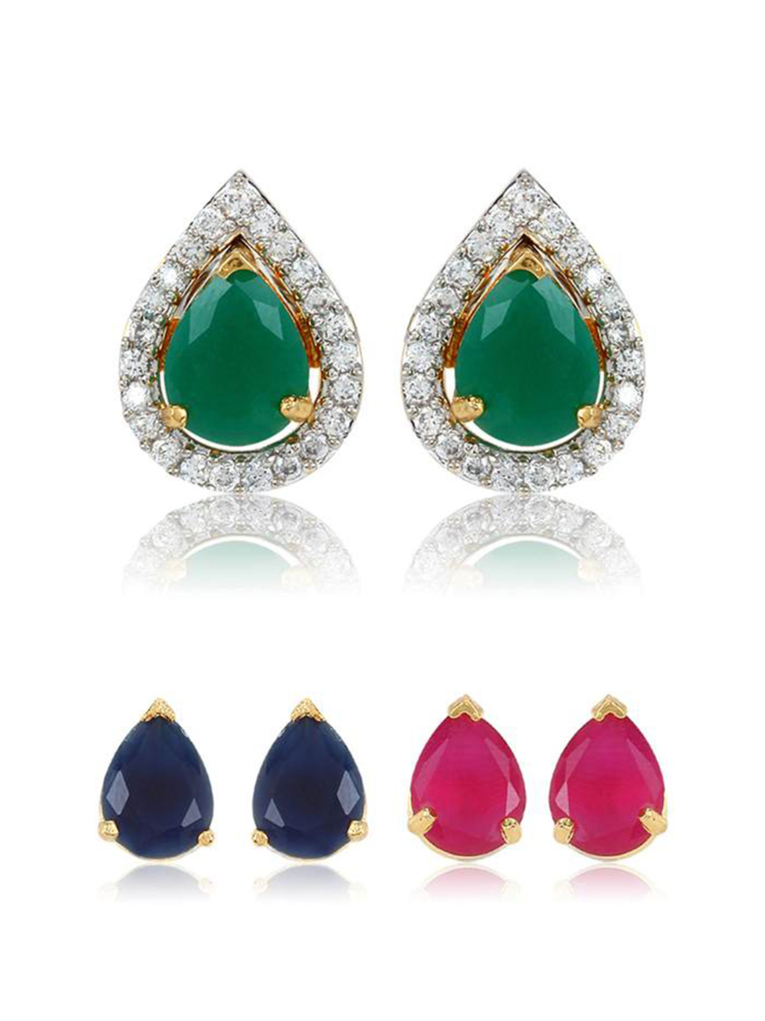 YouBella Multi-Color 6 in 1 Interchangeable Water Drop Shaped Earrings